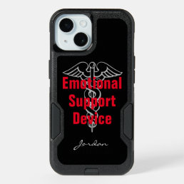 Funny Emotional Support Device Personalized Black iPhone 15 Case