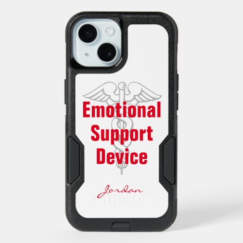 Funny Emotional Support Device Personalized White iPhone 15 Case