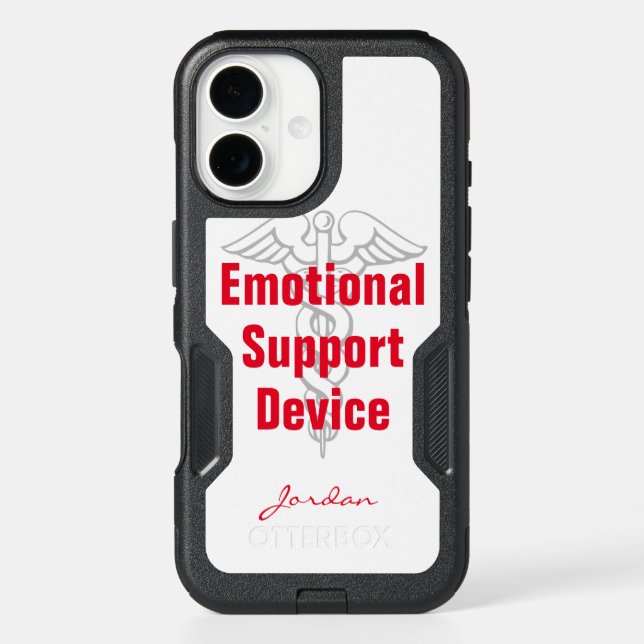 Funny Emotional Support Device Personalized White Otterbox iPhone Case (Back)