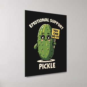 Funny emotional support pickle wood photo tile