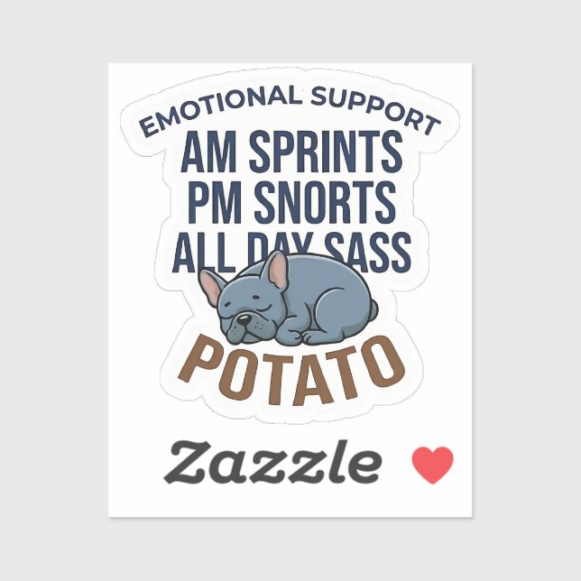 Funny Emotional Support Potato French Bulldog Gift Sticker (Sheet)