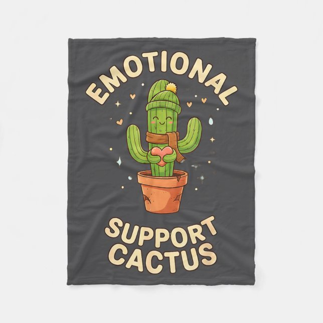 Funny Emotional Suprt Cactus Kawaii Succulent Plan Fleece Blanket (Front)