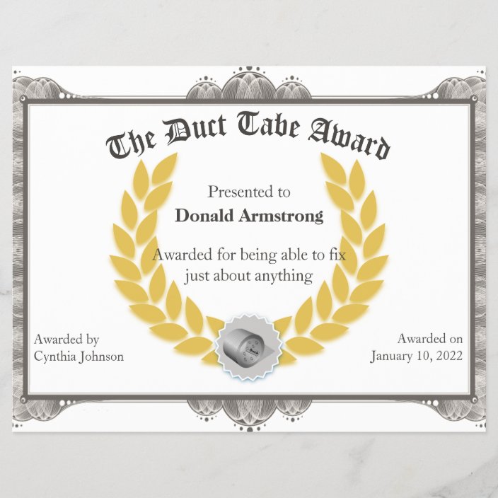 Funny Employee Award Duct Tape