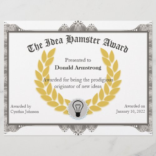 Funny Employee Award _ Idea Hamster