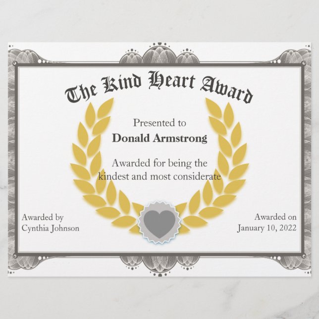 Funny Employee Award - Kind Heart (Front)