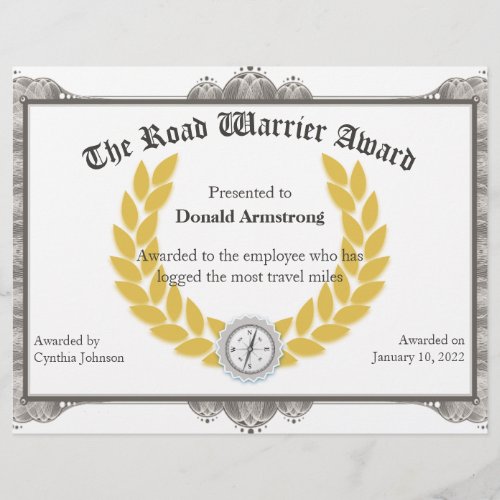 Funny Employee Award _  Road Warrier