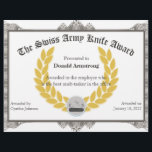 Funny Employee Award -  Swiss Army Knife<br><div class="desc">Funny employee awards lift morale and motivate people. They are a great way to recognize employees for their unique contributions – while also connecting people through humor. Every company has a different idea of what’s funny within the context of the culture of their organization. That’s why we've created several unique...</div>