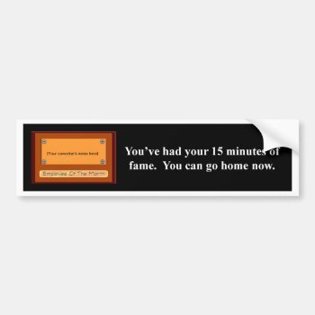 Funny Employee Of The Month Your Name Plate Bumper Sticker by marys2art at Zazzle