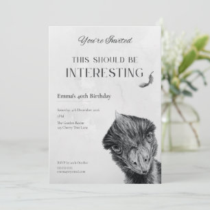 Funny Emu Adult Birthday Invitation   Quirky Party