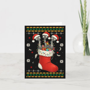 Funny Emu Bird In Xmas Socks Lights Christmas Card