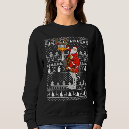 Funny Emu Bird Lover Santa Riding Emu Ugly Christm Sweatshirt
