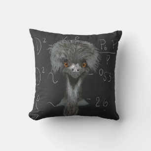 Funny Emu Einstein Throw Pillow