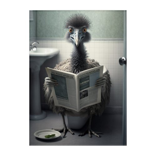 Funny Emu on Bathroom Toilet Wildlife Animals  Acrylic Print