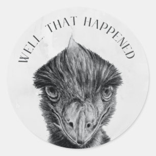 Funny Emu Thank You Sticker Well That Happened