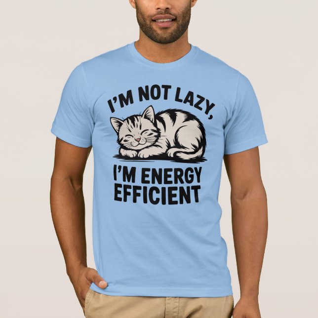 Funny Energy Efficient Cat T-Shirt (Front)