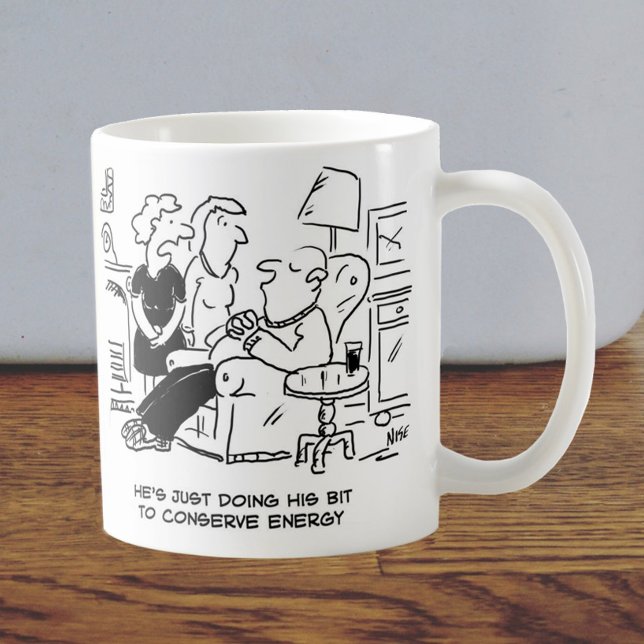 Funny Energy Saving Cartoons on a Gift Mug (Creator Uploaded)