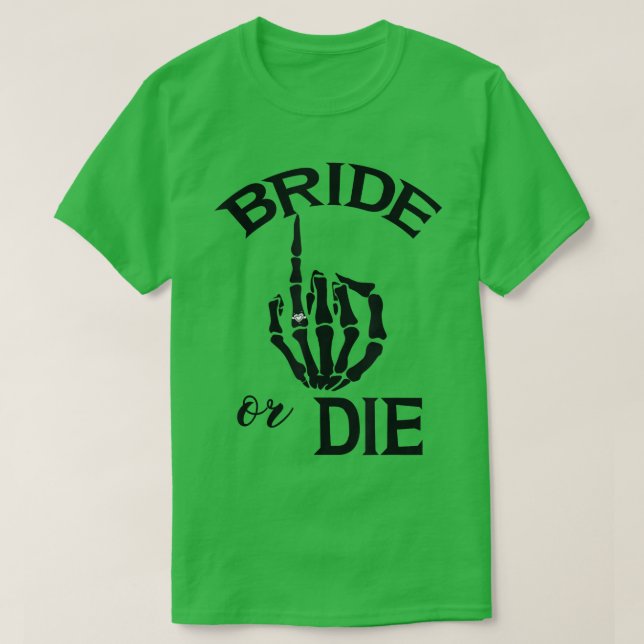 Funny Engaged Bride Skeleton Hand Wedding Ring For T-Shirt (Design Front)