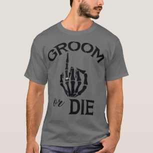 Funny Engaged Groom Skeleton Hand Wedding Ring For T-Shirt
