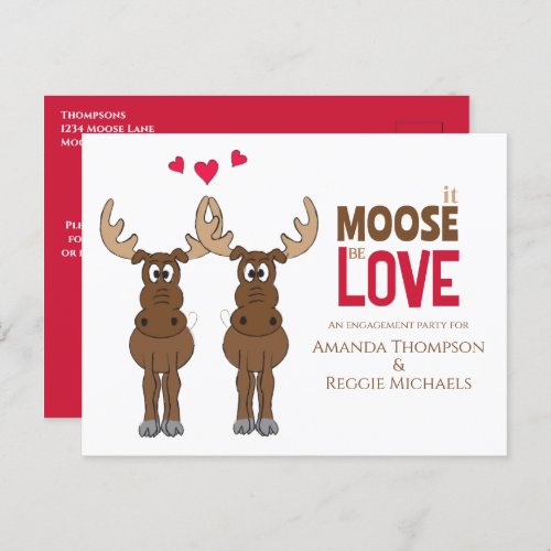 Funny Engagement Party Moose QR Code Facebook Postcard