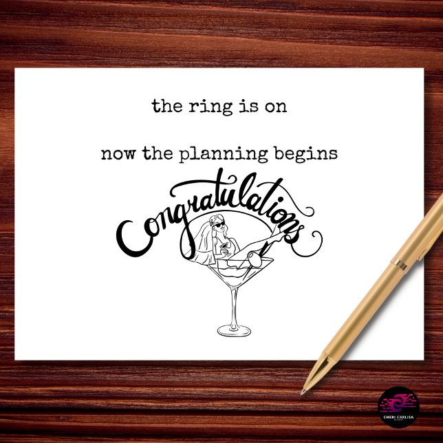 Funny Engagement Planning Begins Congratulations Card (The ring is on, the plans are starting, and the celebration has officially begun.)