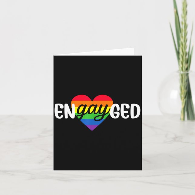 Funny Engayged Gay Couple Engagement Party Rainbow Card (Front)