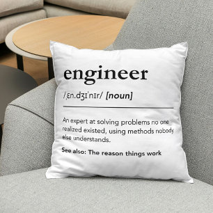 Funny Engineer Definition Engineering White Throw Pillow