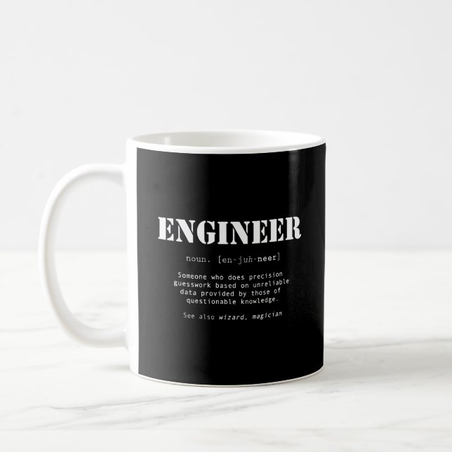 Funny Engineer Dictionary Definition Coffee Mug (Left)