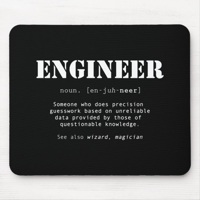 Funny Engineer Dictionary Definition Mouse Pad (Front)
