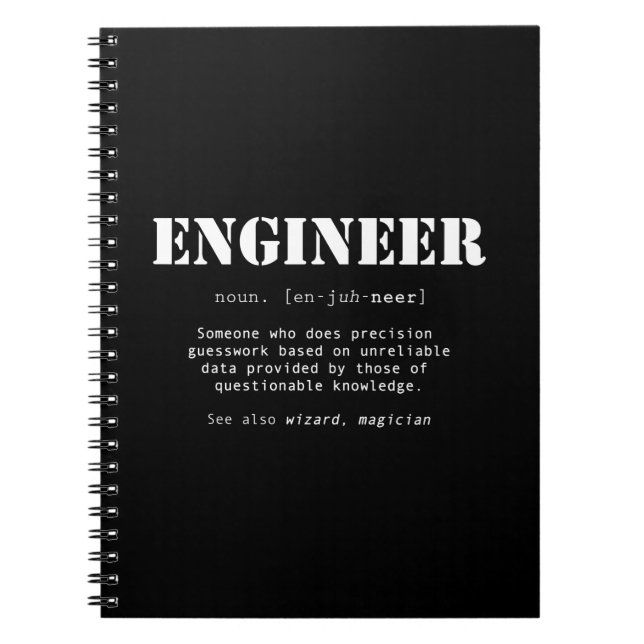 Funny Engineer Dictionary Definition Notebook (Front)