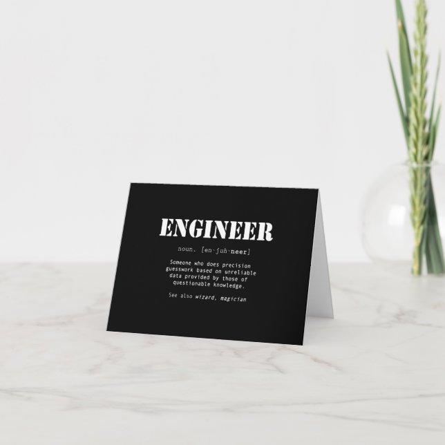 Funny Engineer Dictionary Definition Thank You Card (Front)
