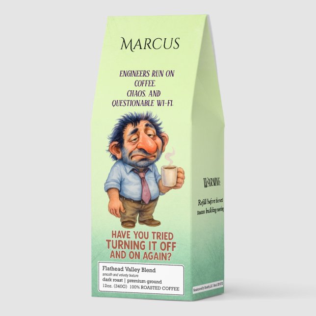 Funny Engineer Gift Bag Hillarious Tech Humor Roasted Coffee (Front)