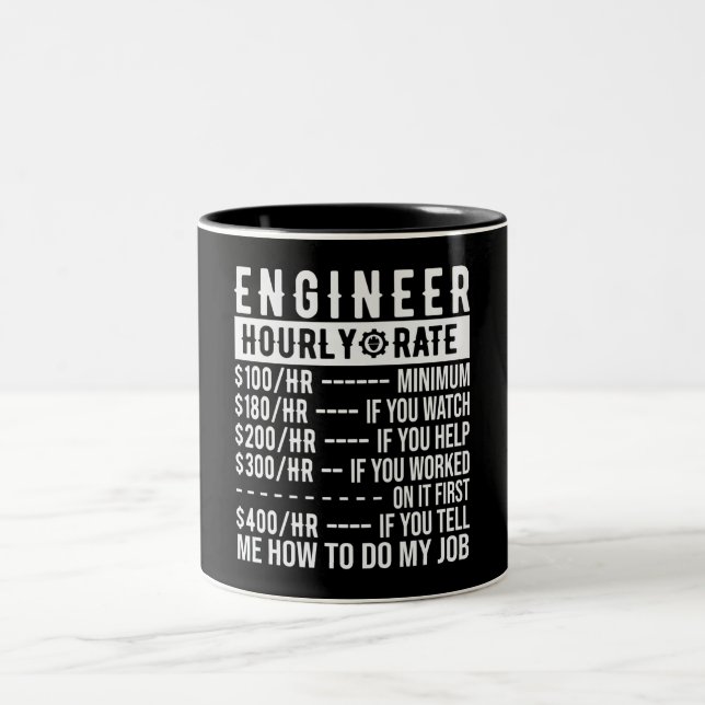 Funny Engineer Hourly Rate  Mug (Center)