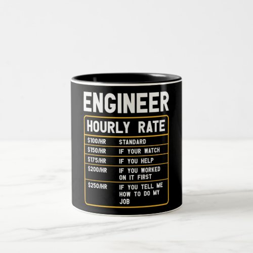 Funny Engineer Hourly Rate Two_Tone Coffee Mug