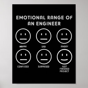 Funny Engineering,emotional Range Of An Engineer,g Poster