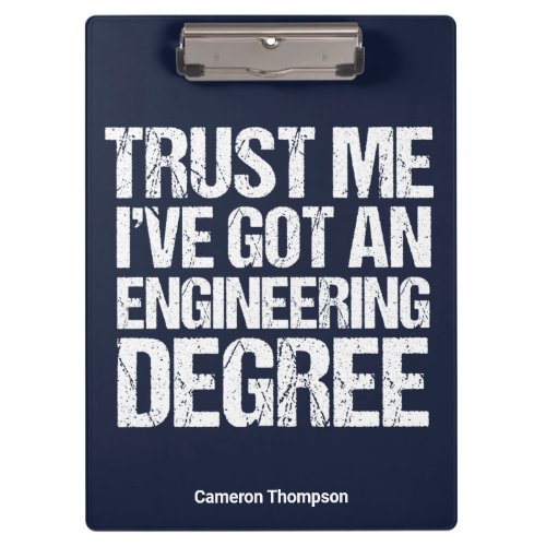 Funny Engineering Graduation Custom Engineer Blue Clipboard