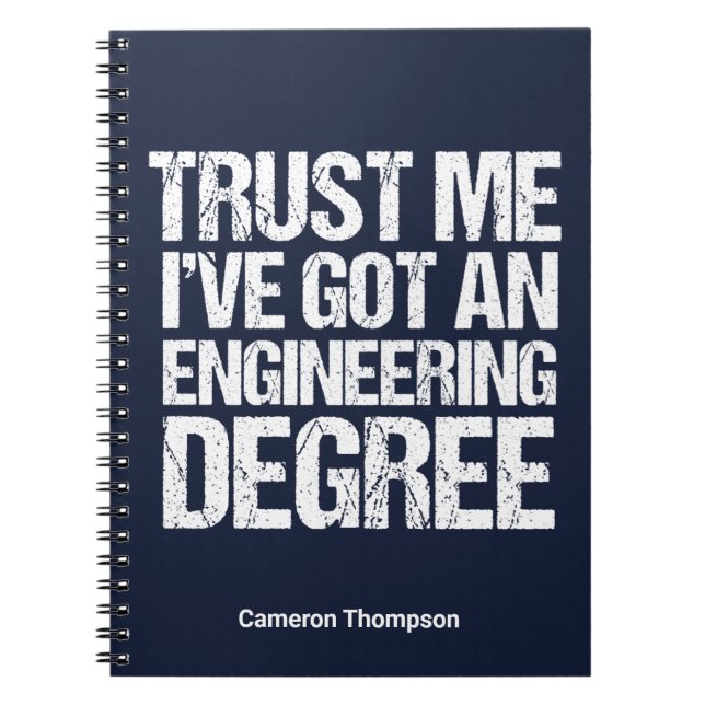 Funny Engineering Graduation Custom Engineer Blue Notebook (Front)