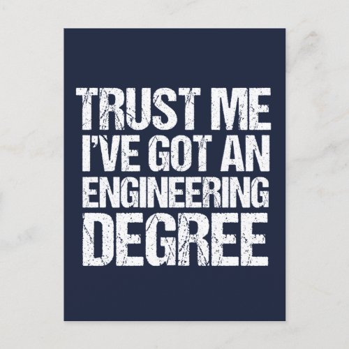 Funny Engineering Graduation Engineer Degree Blue Postcard