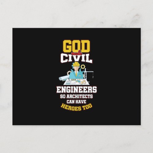 Funny Engineering Heroes God Made Civil Engineers Holiday Postcard