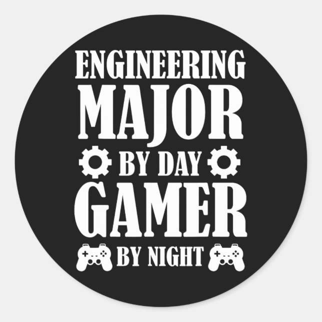 Funny Engineering Student Engineer Gamer Gifts For Classic Round Sticker (Front)