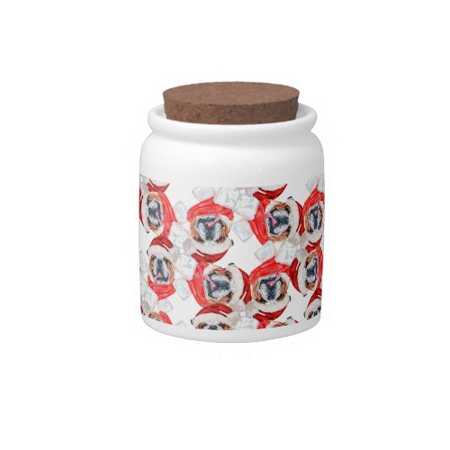 Funny English Bulldog Christmas Pattern Candy Jar