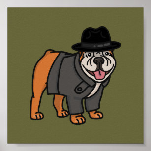 Funny English Bulldog Detective Poster