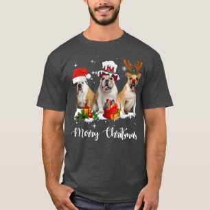 Funny English Bulldog Dog Merry Christmas Party Fa T-Shirt