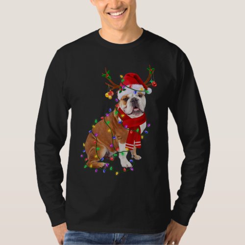 Funny English Bulldog Dog Tree Christmas Lights Xm T_Shirt