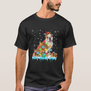 Funny English Bulldog Dog Tree Christmas Lights Xm T-Shirt