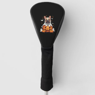 Funny English Bulldog Ghost Boo Halloween Womens M Golf Head Cover