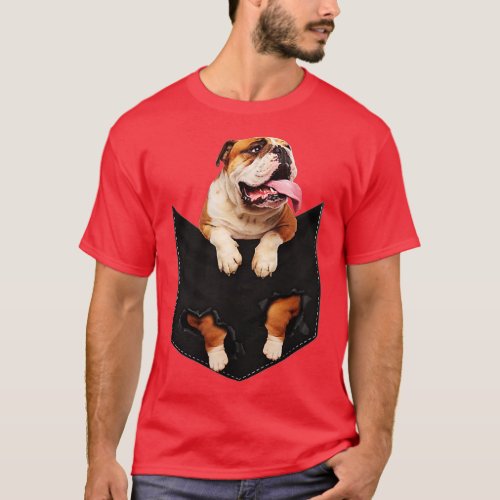 Funny english bulldog in Your Pocket for Dogs Love T_Shirt