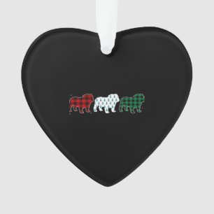 Funny English Bulldog Red Plaid Christmas Dog Love Ornament