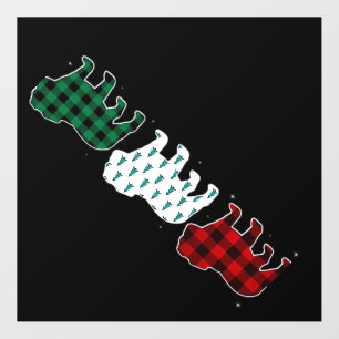 Funny English Bulldog Red Plaid Christmas Dog Love Wall Decal