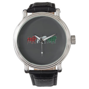 Funny English Bulldog Red Plaid Christmas Dog Love Watch