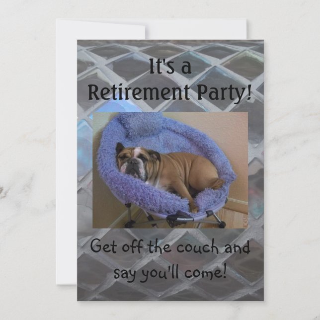 Funny English Bulldog Retirement Party Invitations (Front)